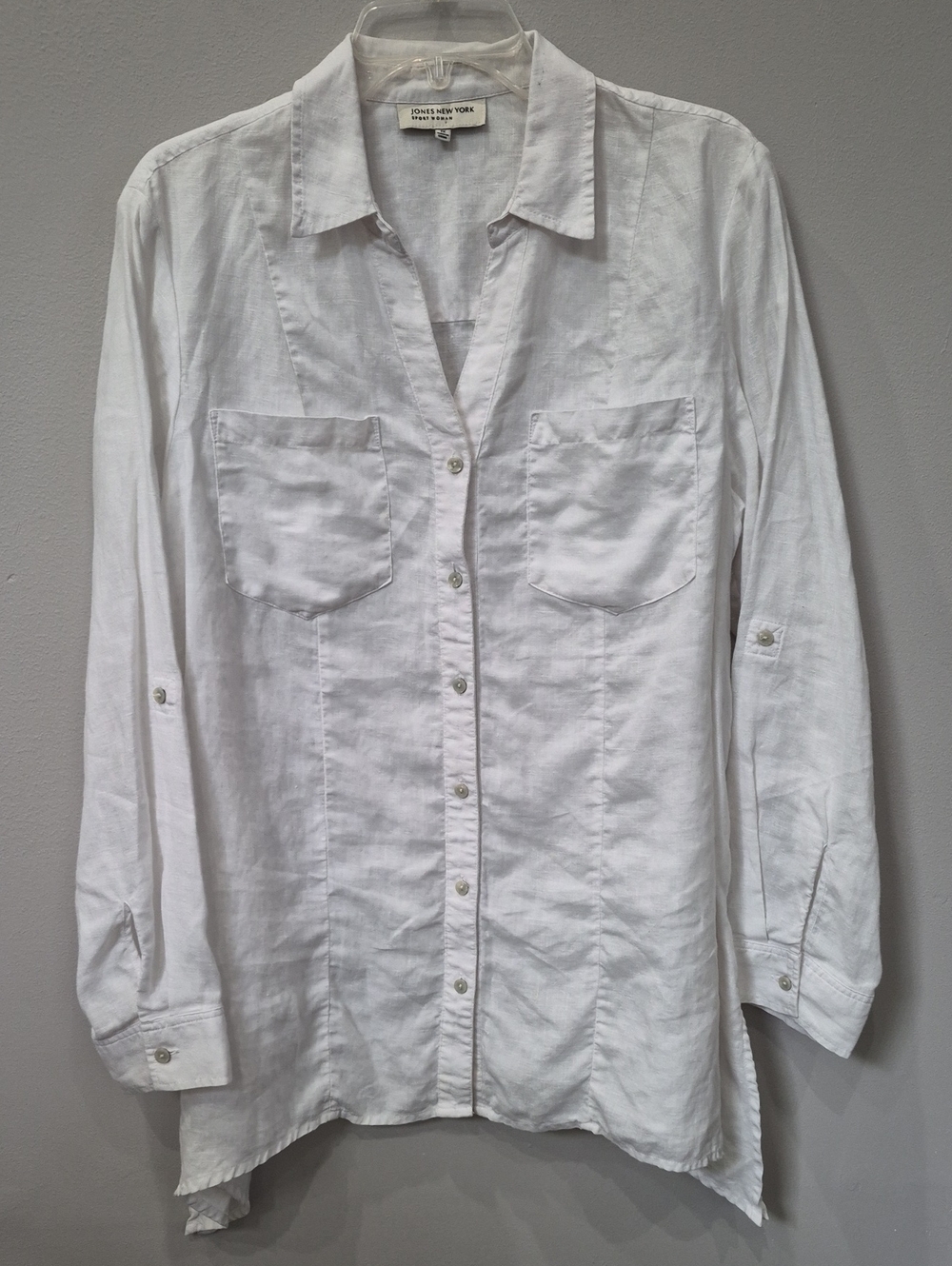 Jones New York Sport Woman  White Linen Shirt Womens 1X  Beach Travel Capsule